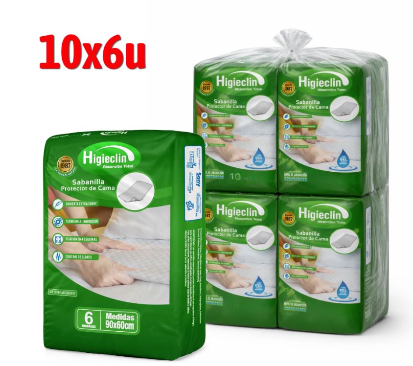 Sabanillas Higieclin de 60×90 cm Manga con 10 paquetes